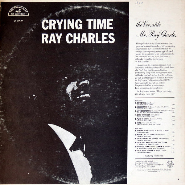 Ray Charles : Crying Time (LP, Album, RP)