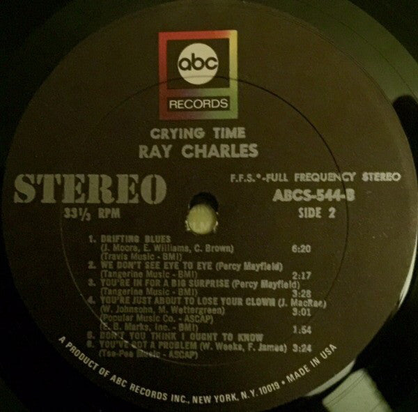 Ray Charles : Crying Time (LP, Album, RP)