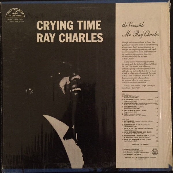Ray Charles : Crying Time (LP, Album, RP)