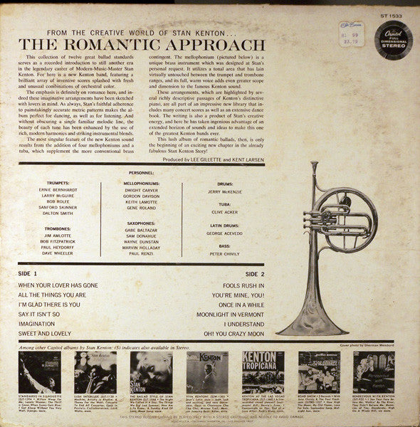 Stan Kenton And His Orchestra : The Romantic Approach - In The Ballad Style Of Stan Kenton (LP, Album, RP)