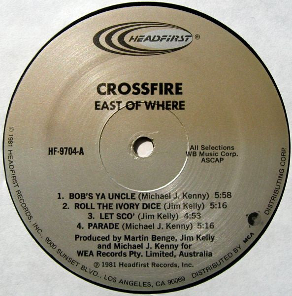 Crossfire (9) : East Of Where (LP, Album)