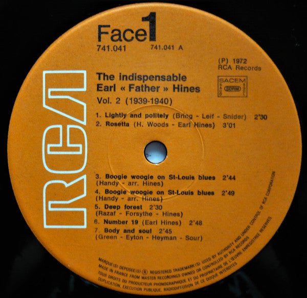 Earl Hines : The Indispensable - 1939-1940 Volume 2 (LP, Comp)
