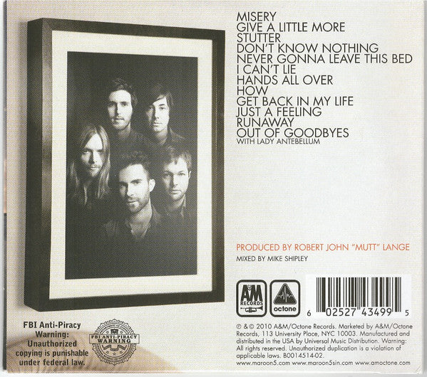 Maroon 5 : Hands All Over (CD, Album, Gat)