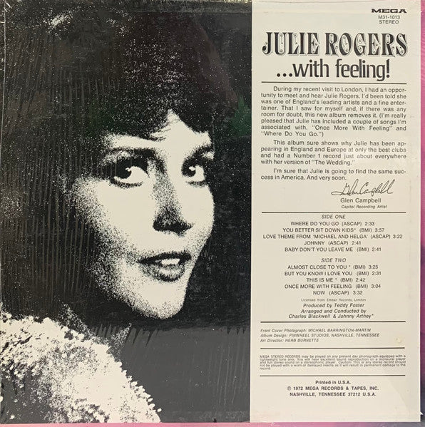 Julie Rogers : Julie Rogers ...With Feeling! (LP, Album)