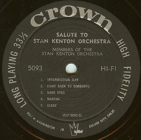 Members Of The Stan Kenton Orchestra : Members Of The Stan Kenton Orchestra Salute Stan Kenton (Artistry In Rhythm) (LP, Album, Mono)
