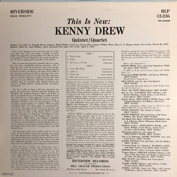 Kenny Drew Quintet / Kenny Drew Quartet : This Is New (LP, Album, Mono, RE)