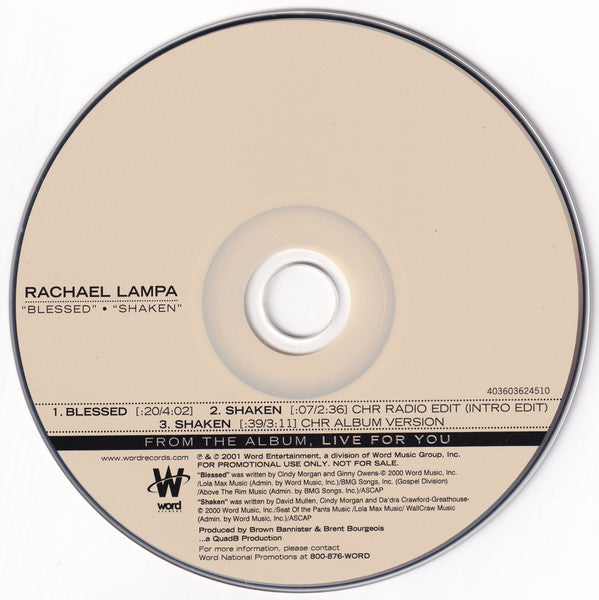 Rachael Lampa : Blessed / Shaken (CD, Single, Promo)