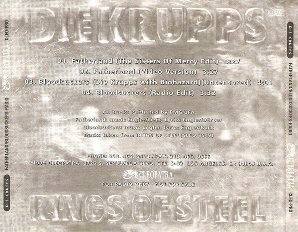 Die Krupps : Fatherland / Bloodsuckers - Radio (CD, Single, Promo)