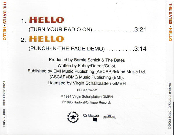 The Bates : Hello (CD, Single, Promo)
