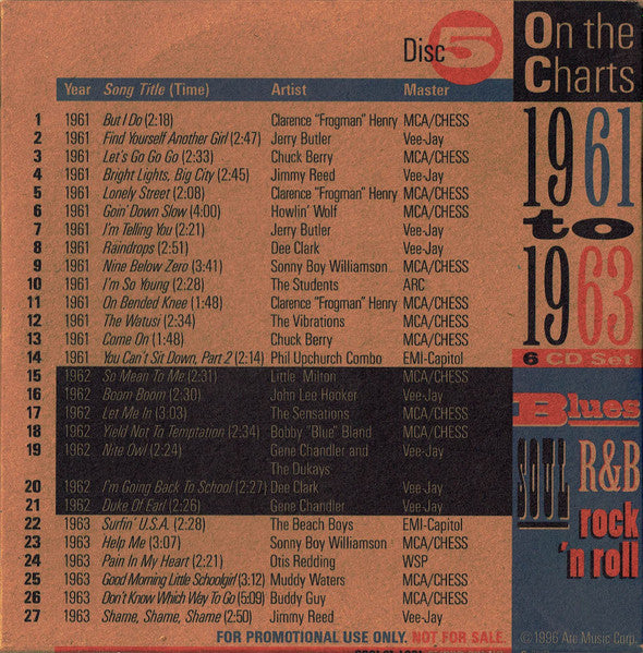 Various : On The Charts: 1948 to 1972 (6xCD, Comp, Promo, RM, Smplr + Box)