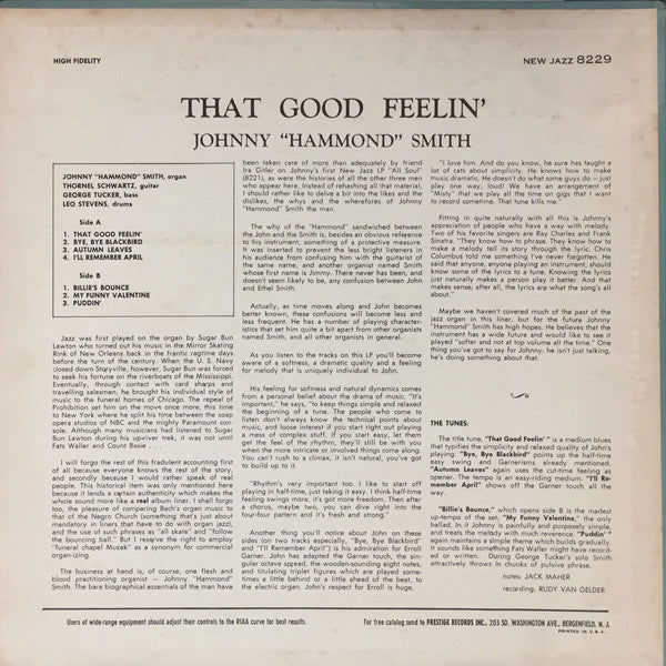 Johnny Hammond : That Good Feelin' (LP, Album, Mono)