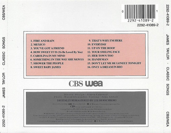 James Taylor (2) : Classic Songs (CD, Comp, RE, RM)