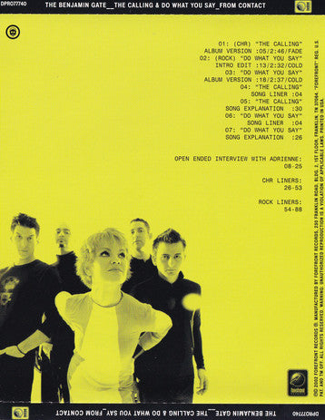 The Benjamin Gate : The Calling / Do What You Say (CD, Single, Promo)