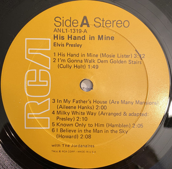 Elvis Presley : His Hand In Mine (LP, Album, RE, Hol)