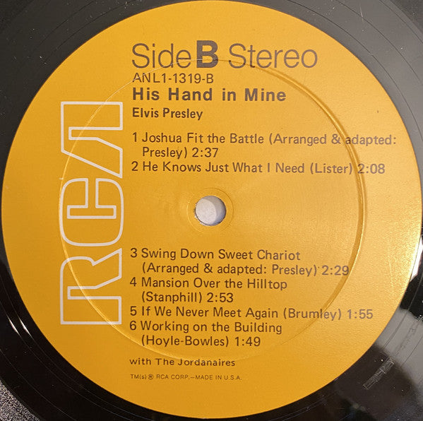 Elvis Presley : His Hand In Mine (LP, Album, RE, Hol)