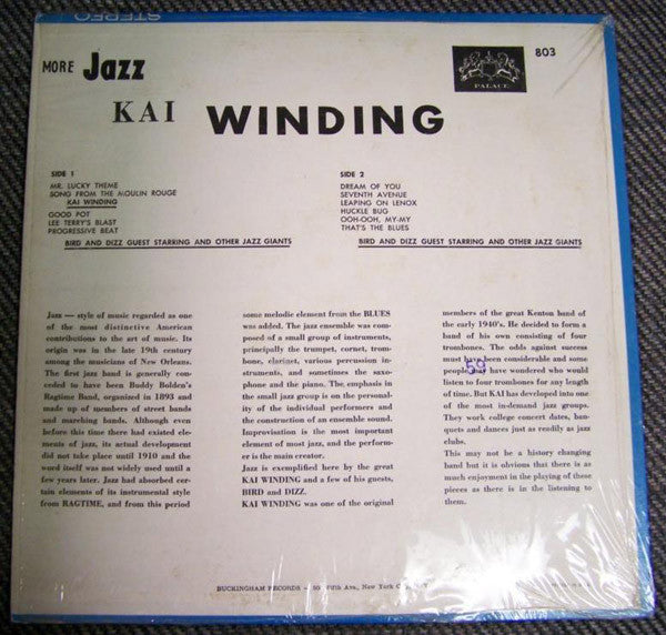 Kai Winding Guest Starring Bird (28) And  Dizz* : More Jazz (LP, Album, Mono)