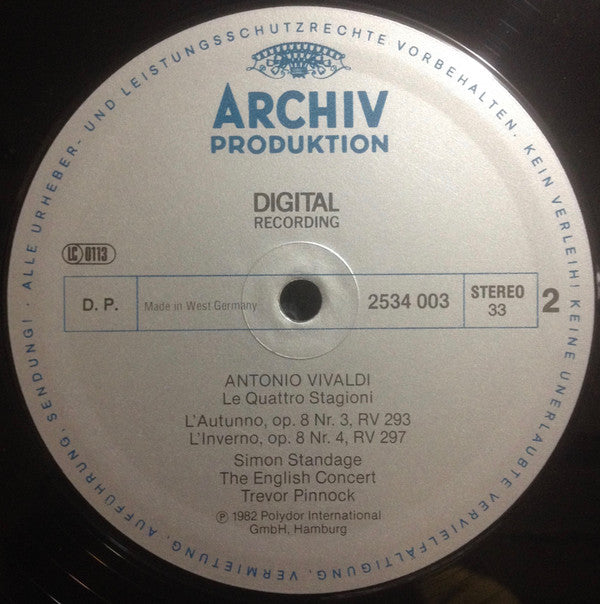 Antonio Vivaldi / The English Concert, Simon Standage, Trevor Pinnock : The Four Seasons (LP)
