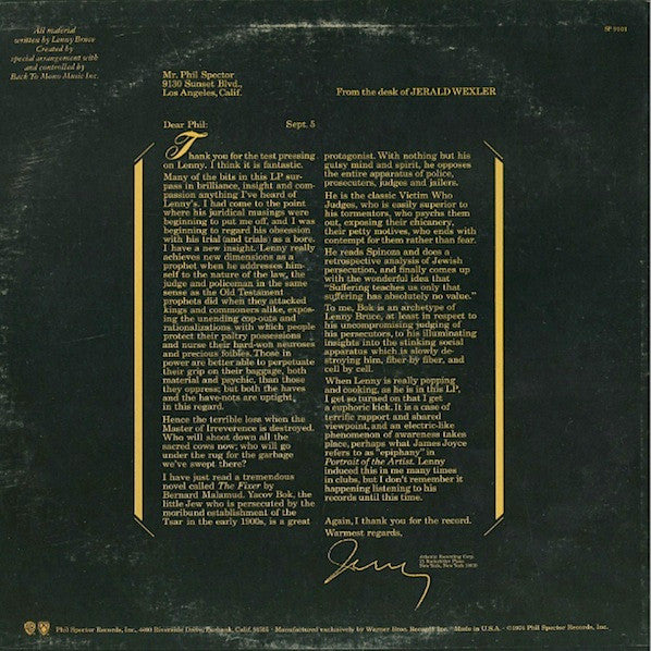 Lenny Bruce : The Law, Language And Lenny Bruce (LP, Album, Promo)
