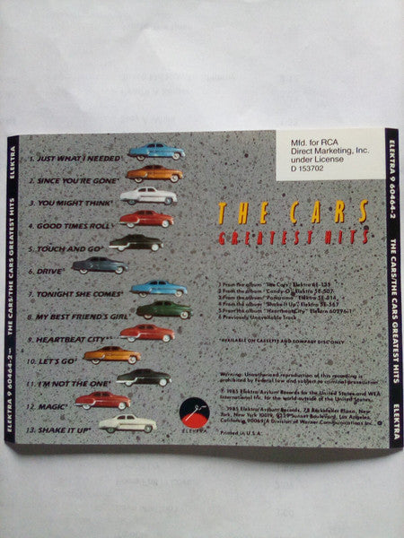The Cars : The Cars Greatest Hits (CD, Comp, Club, Den)