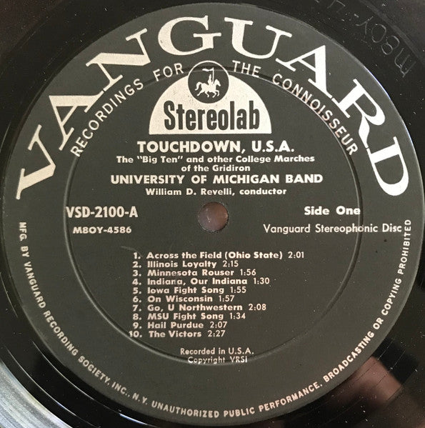 University Of Michigan Band : Touchdown, U.S.A. (The "Big Ten" And Other Great College Marches Of The Gridiron) (LP, Album)