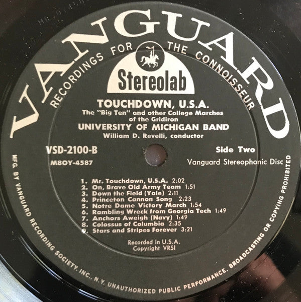 University Of Michigan Band : Touchdown, U.S.A. (The "Big Ten" And Other Great College Marches Of The Gridiron) (LP, Album)