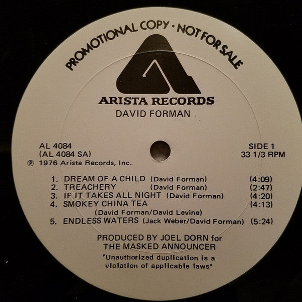 David Forman : David Forman (LP, Album, Promo)