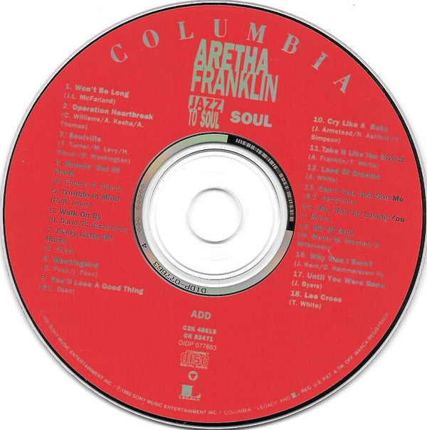 Aretha Franklin : Jazz To Soul (2xCD, Comp)