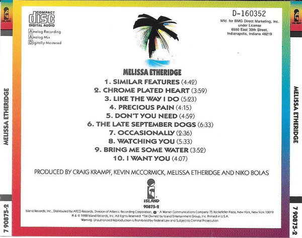 Melissa Etheridge : Melissa Etheridge (CD, Album, Club)