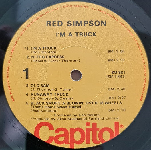 Red Simpson : I'm A Truck (LP, Comp, RE)