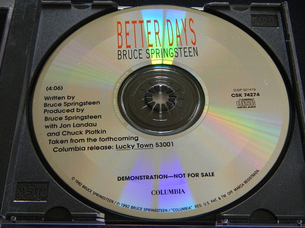 Bruce Springsteen : Better Days (CD, Single, Promo)