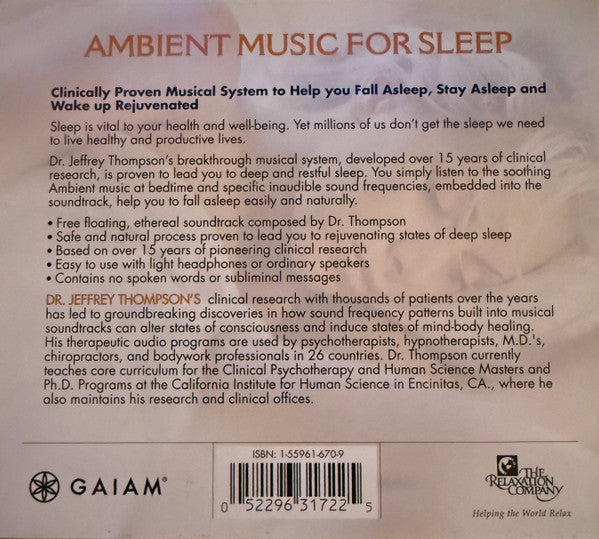 Dr. Jeffrey Thompson : Ambient Music For Sleep (CD, Album)