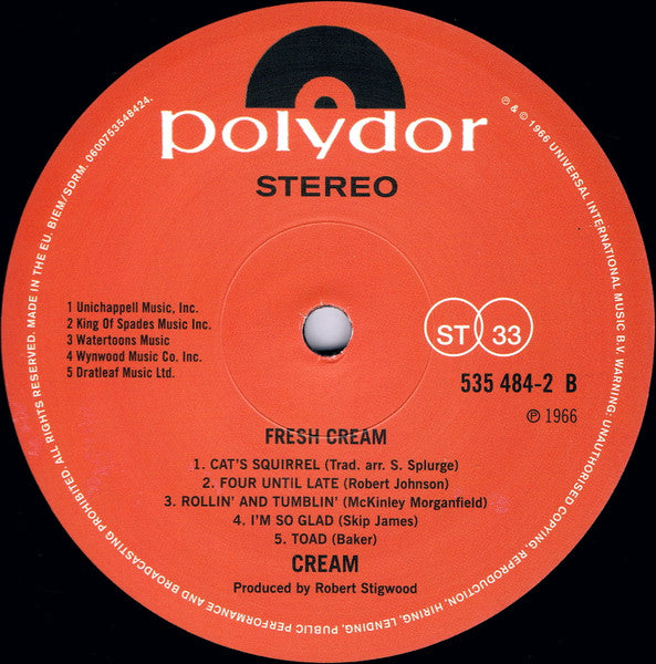 Cream (2) : Fresh Cream (LP, Album, RE, RP)