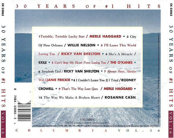 Various : 30 Years Of #1 Hits Columbia Vol. 16 (CD, Comp)