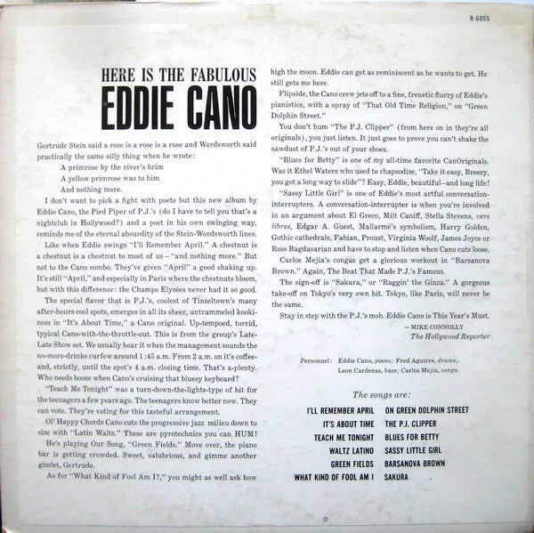 Eddie Cano : Here Is The Fabulous Eddie Cano (LP, Album, Mono)