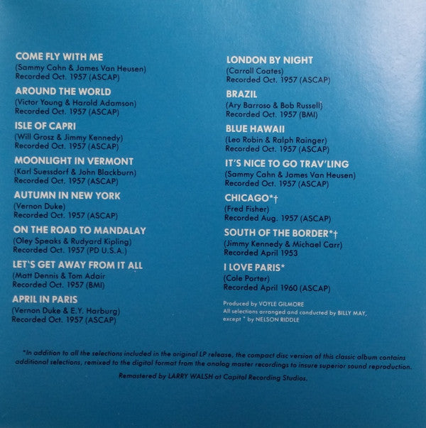 Frank Sinatra : Come Fly With Me (CD, Album, RE, RM)