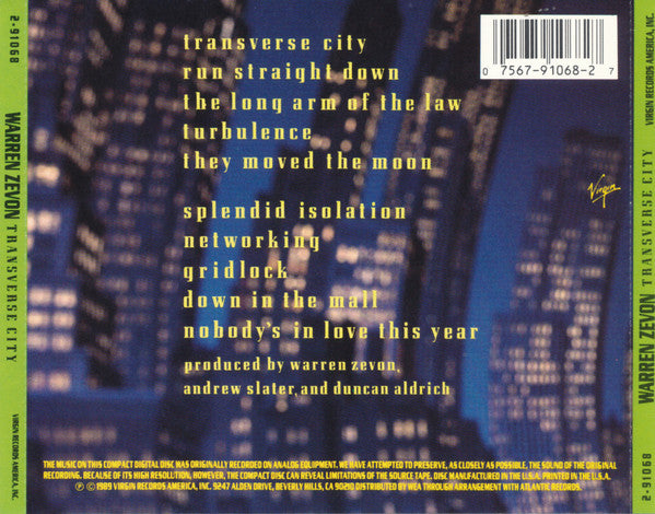 Warren Zevon : Transverse City (CD, Album)