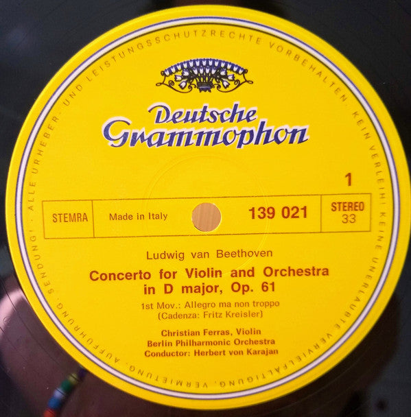 Ludwig Van Beethoven, Christian Ferras, Herbert von Karajan, Berliner Philharmoniker : Violinkonzert D-Dur (LP, RE)
