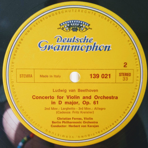 Ludwig Van Beethoven, Christian Ferras, Herbert von Karajan, Berliner Philharmoniker : Violinkonzert D-Dur (LP, RE)