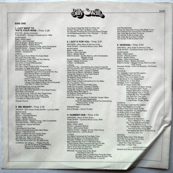 Billy Swan : Billy Swan (LP, Album, San)