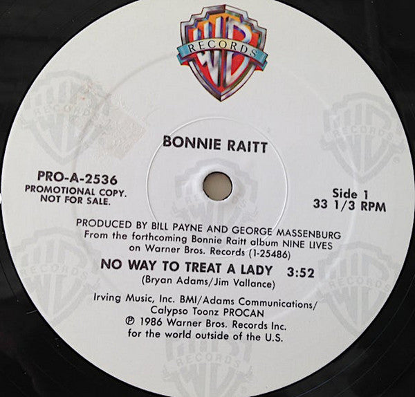 Bonnie Raitt : No Way To Treat A Lady (12", Promo)