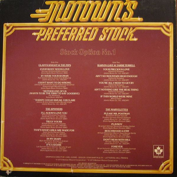 Various : Motown's Preferred Stock - Stock Option No. 1 (LP, Comp)