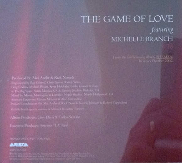 Santana Featuring Michelle Branch : The Game Of Love (CD, Single, Promo)