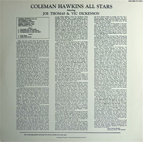 Coleman Hawkins All Stars Featuring Joe Thomas (4) & Vic Dickenson : Coleman Hawkins All Stars (LP, Album, RE)