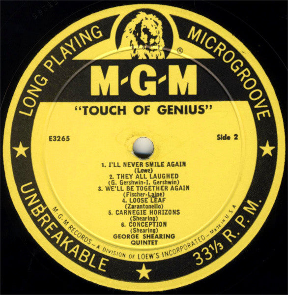The George Shearing Quintet : Touch Of Genius! (LP, Album)