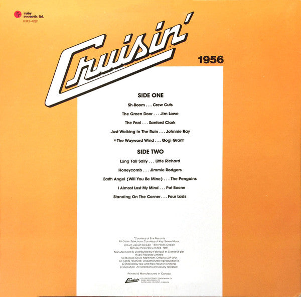 Various : Cruisin' 1956 (LP, Comp, Styrene)