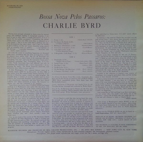 Charlie Byrd : Bossa Nova Pelos Passaros (LP, Album)