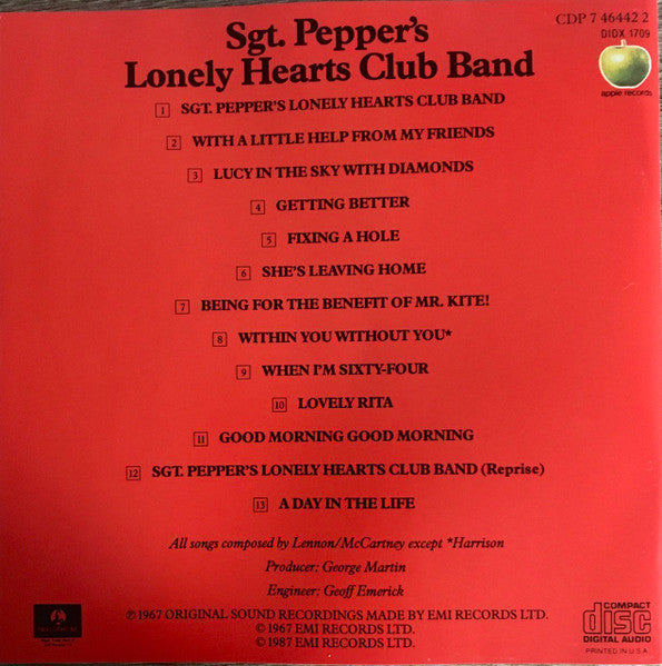 The Beatles : Sgt. Pepper's Lonely Hearts Club Band (CD, Album, RE)