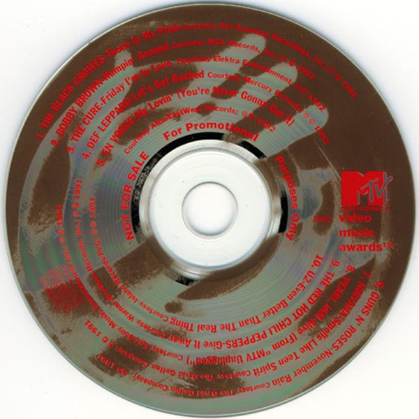 Various : MTV 1992 Video Music Awards Promo CD (CD, Comp, Promo, car)