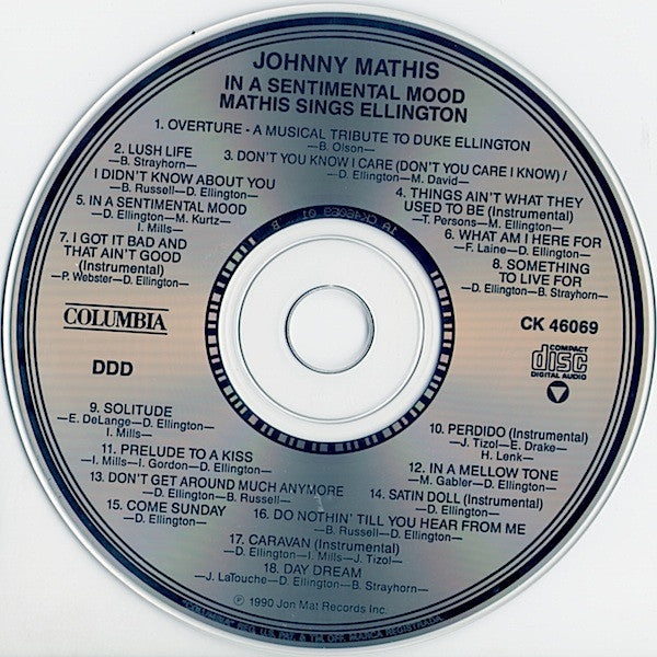 Johnny Mathis : In A Sentimental Mood: Mathis Sings Ellington (CD, Album)
