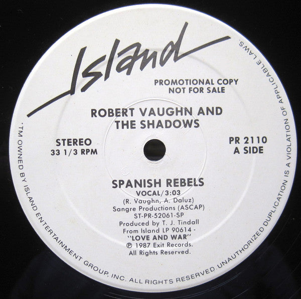 Robert Vaughn And  The Shadows (5) : Spanish Rebels (12", Single, Promo)